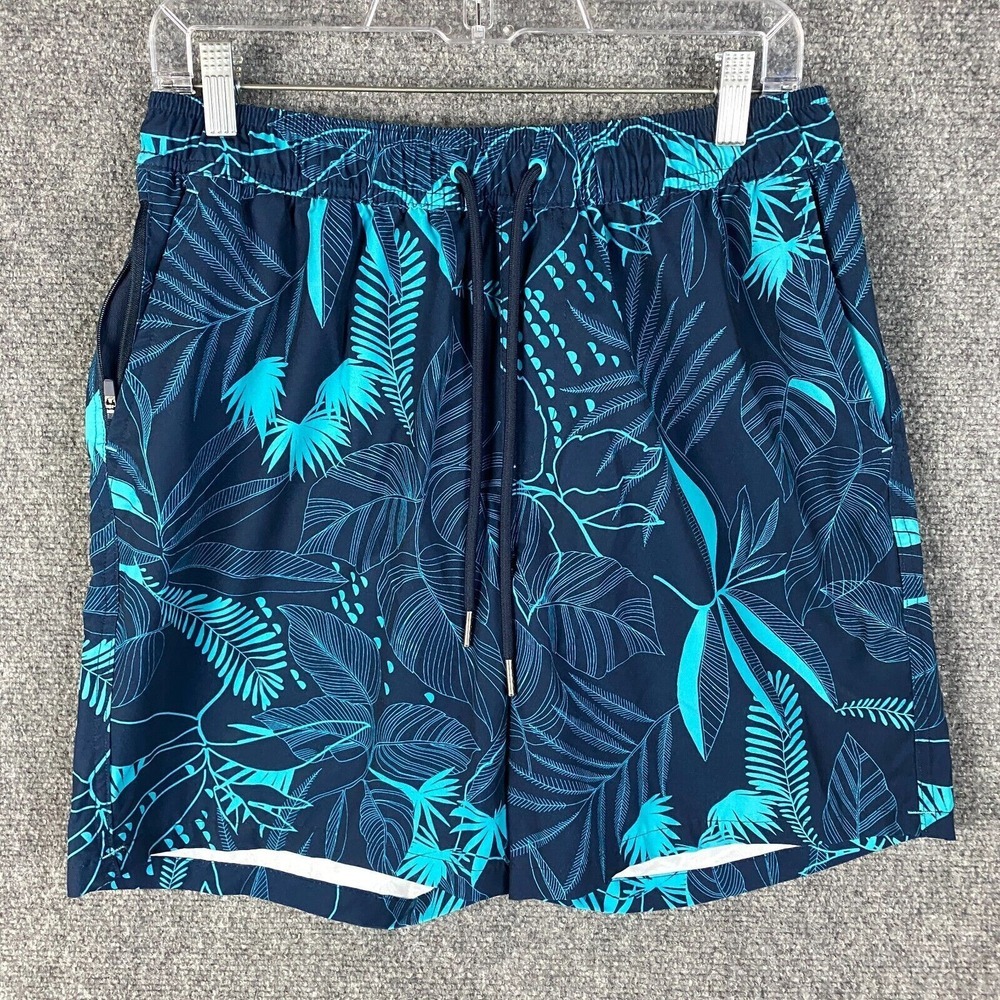 Goodfellow Swim Trunks Men's Medium Hawaiian Blue Drawstring Stretch‎ M